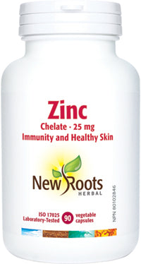 New Roots Herbal Zinc Chelate  25 mg (90 Veg Caps)