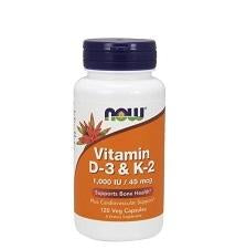 NOW Foods Vitamin D-3 & K2 (120 Veg Caps)