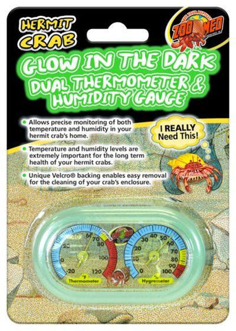 Zoomed Hermit Crab Dual Thermometer & Humidity Gauge
