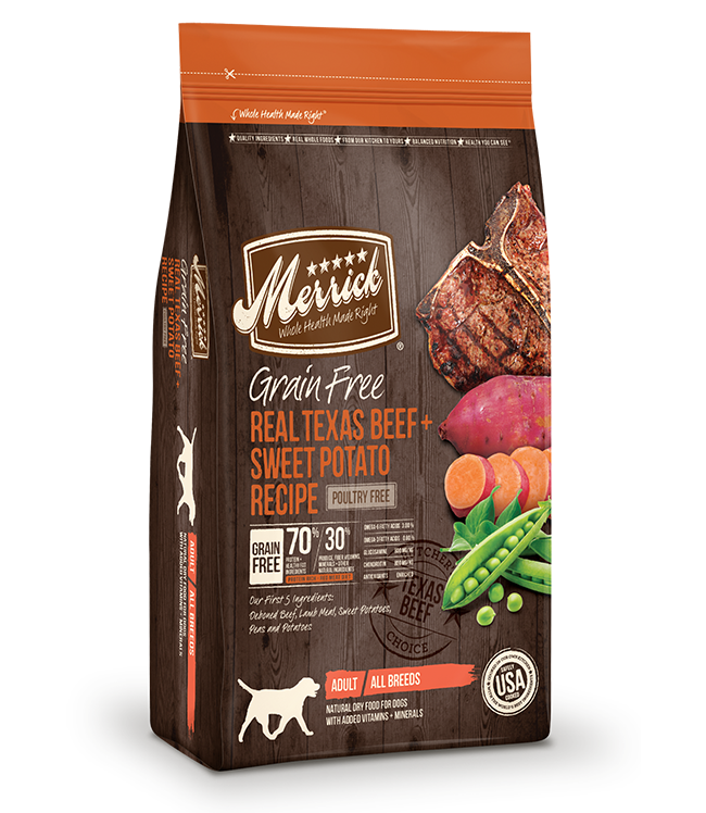 Merrick Grain Free Real Texas Beef Sweet Potato Recipe Dog Dry